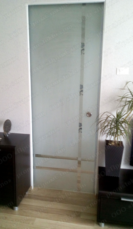 Дверь откатная в пенале с матовым рисунком, г. Нефтеюганск