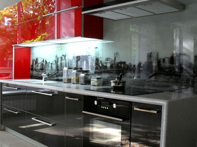 кухня со стеклянными фасадами